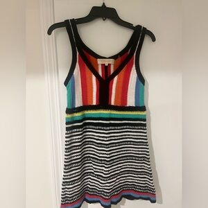 Diane von Furstenberg Crochet Dress Women’s Small Multicolor Striped 100% Cotton